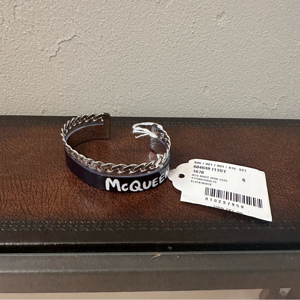 NWT Alexander McQueen | Graffiti Open Cuff Double Band Bracelet $650 - Picture 3 of 7